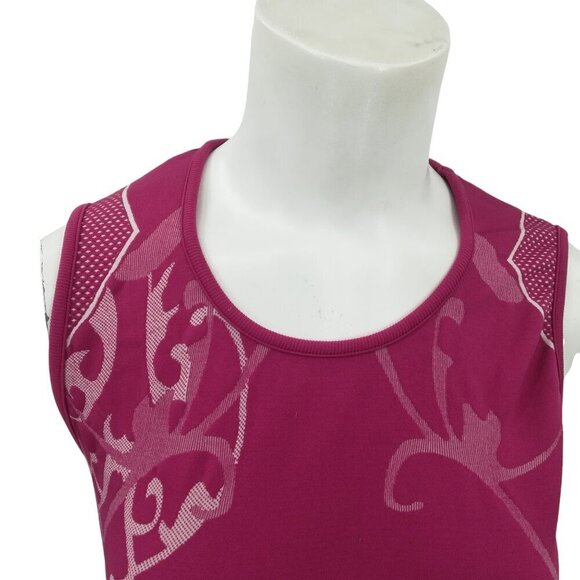 Athleta Seamless Pink Abstract Polka Dot Muscle Tank Top Size M Stretch - Picture 3 of 11